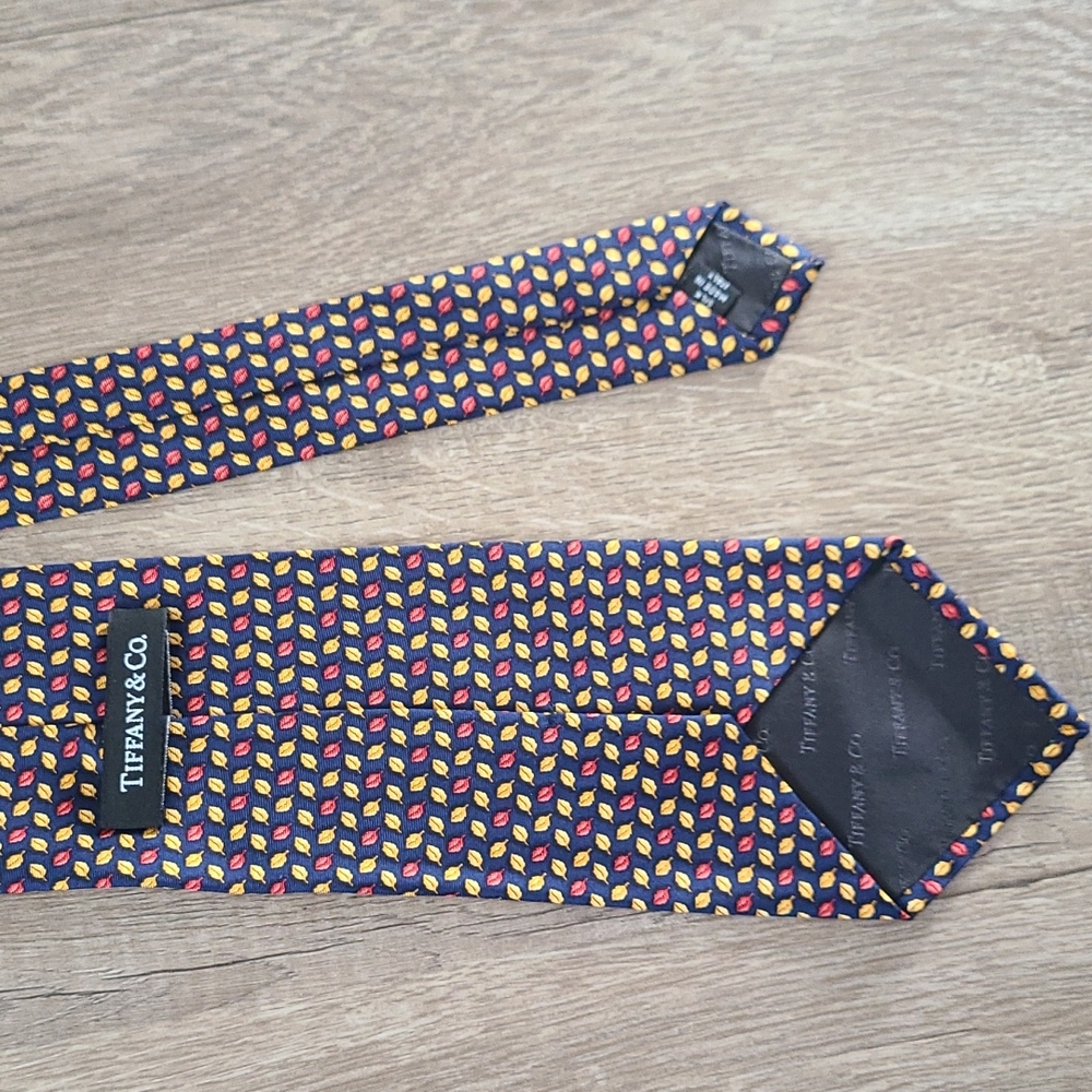 Tiffany & Co. Blue with gold and red leaves Tie